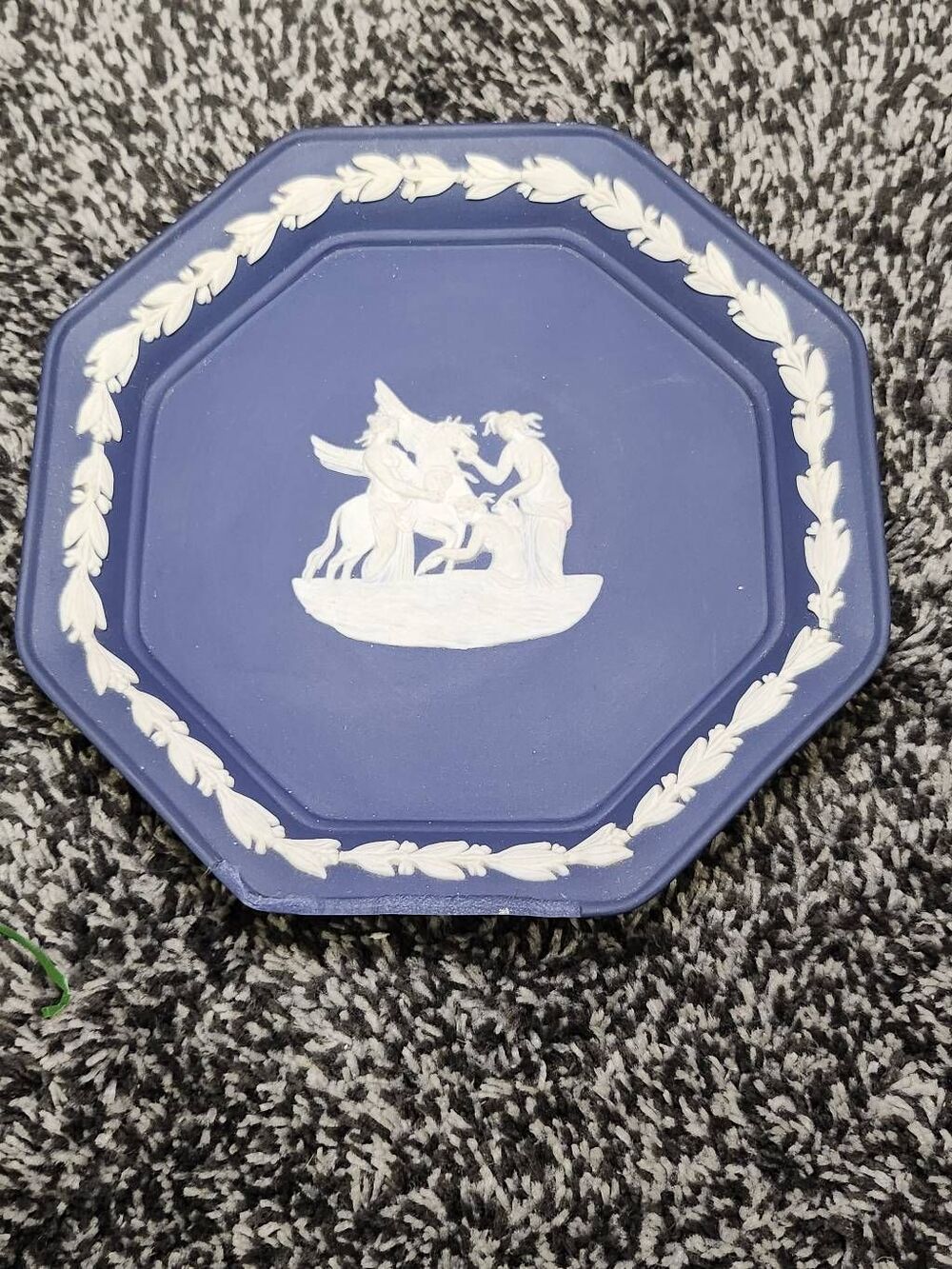 Jasperware by Wedgwood Portland Blue Octagonal Tray Muse Water Pegasus